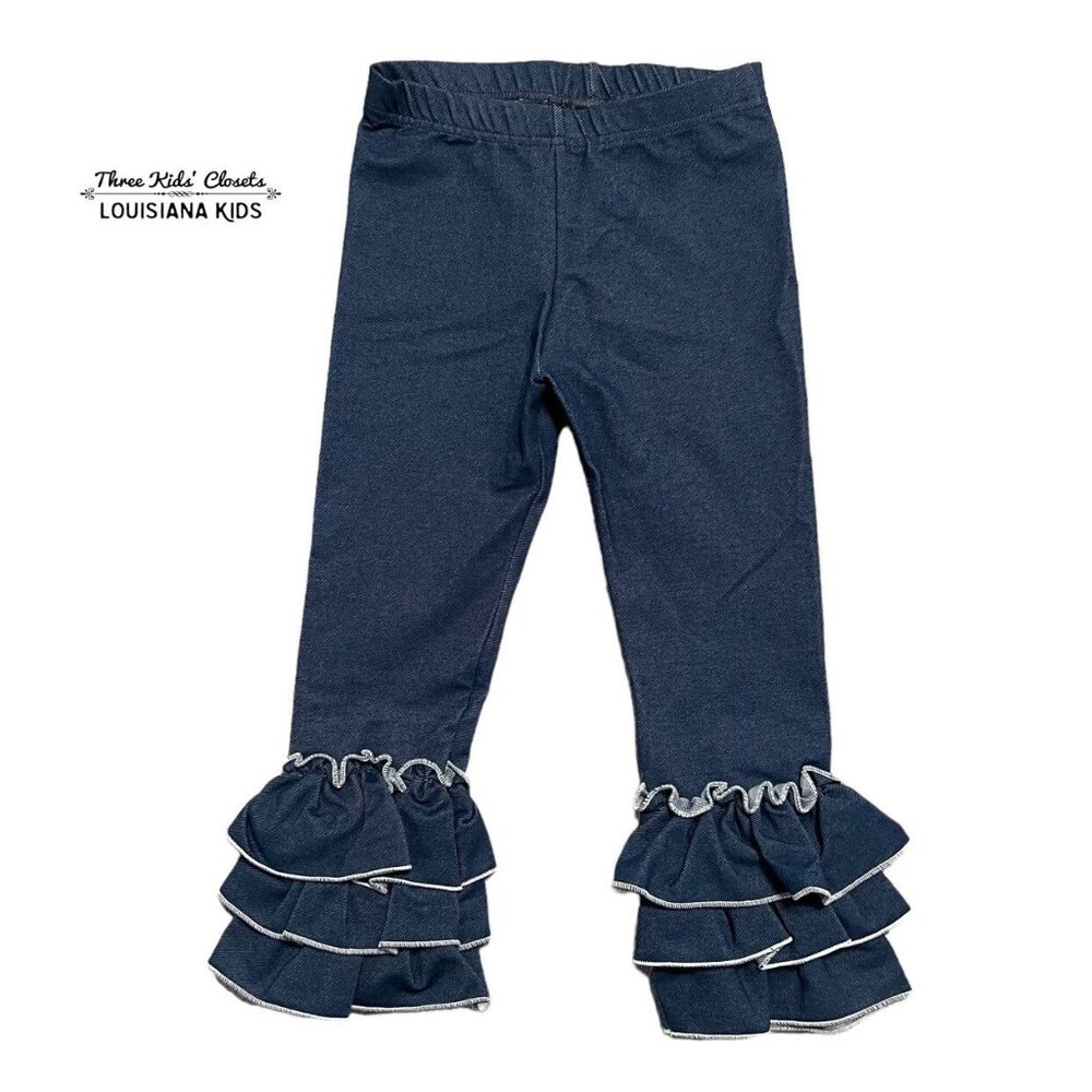 Girls 3T Ruffle Stretch Denim Jeggings Pants